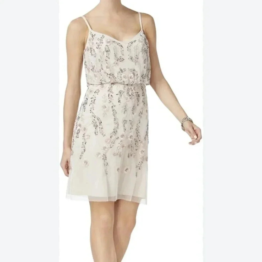 NEW - Adrianna Papell Floral Beaded Dress